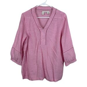 Joie 3/4 Sleeves Pink Linen Blouse Top V Neck
Womens Size M